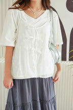 Hana Outer Ribbon Top in White