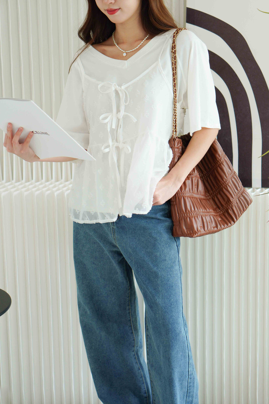 Hana Outer Ribbon Top in White