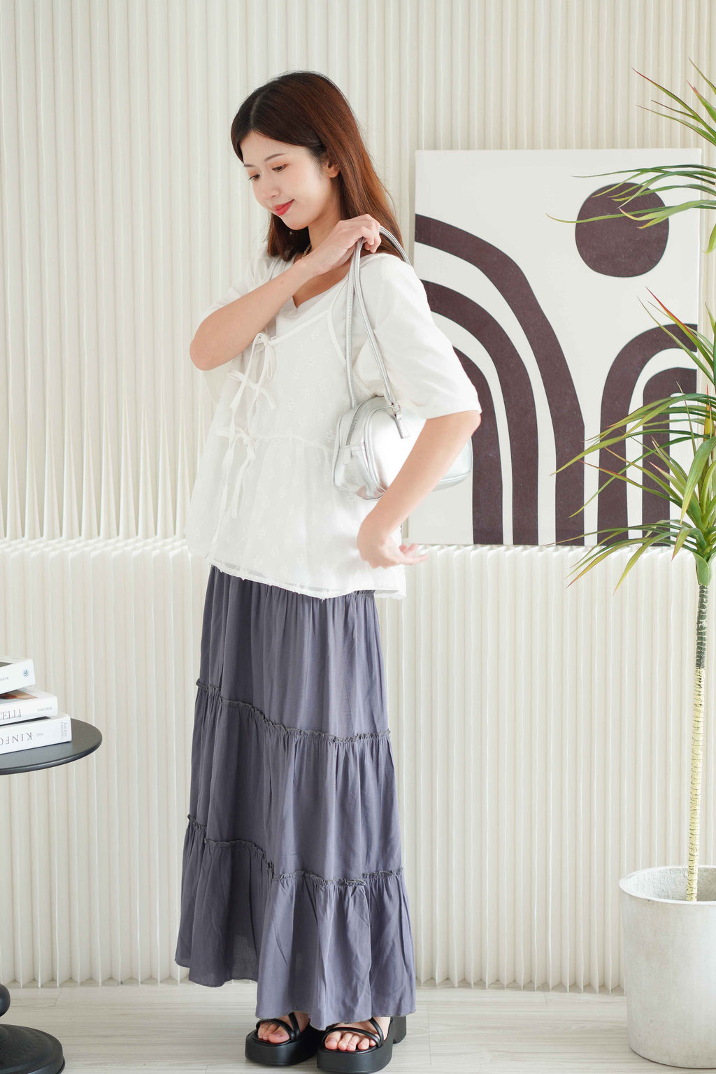 Hana Outer Ribbon Top in White