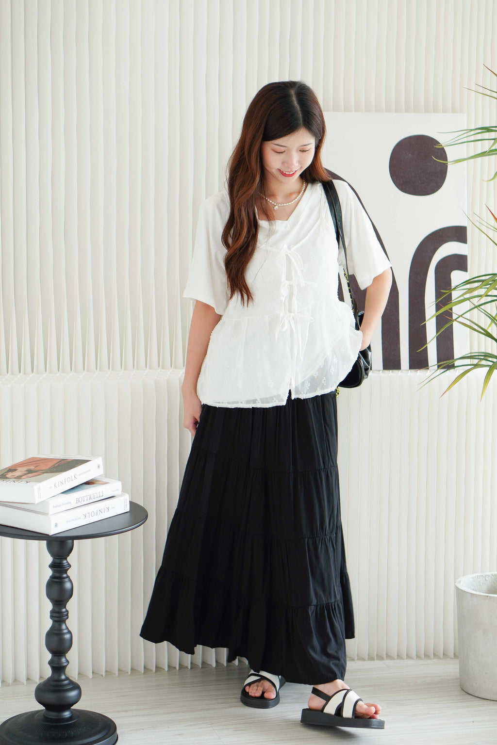 Hana Outer Ribbon Top in White
