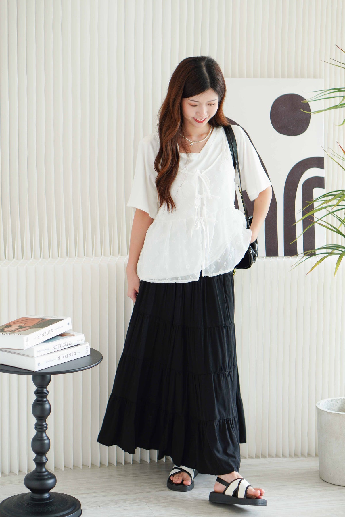 Hana Outer Ribbon Top in White