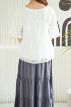 Hana Outer Ribbon Top in White