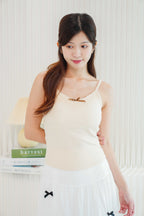 Bowie Mini Ribbon Padded Camisole Top in Cream