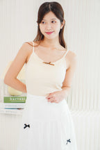 Bowie Mini Ribbon Padded Camisole Top in Cream