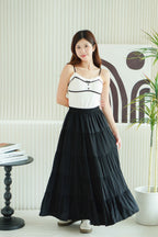 Soline Layered Maxi Skirt in Black