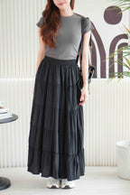Soline Layered Maxi Skirt in Black