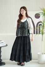 Soline Layered Maxi Skirt in Black