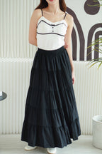 Soline Layered Maxi Skirt in Black