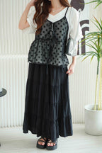 Soline Layered Maxi Skirt in Black