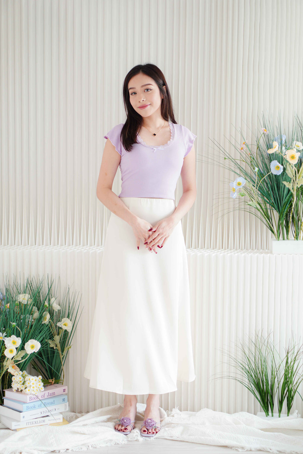 (BACKORDER) Gemma Basic Padded Top with Lace in Purple