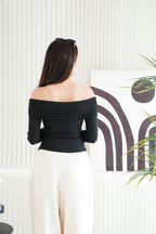 Skye Off Shoulder Long Sleeve Top in Black