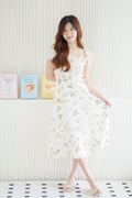 (BACKORDER) Limon Garden Puffy Sleeves Ribbed Floral Maxi Dress