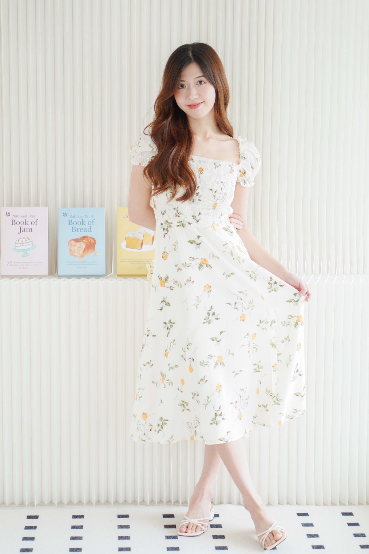 (BACKORDER) Limon Garden Puffy Sleeves Ribbed Floral Maxi Dress