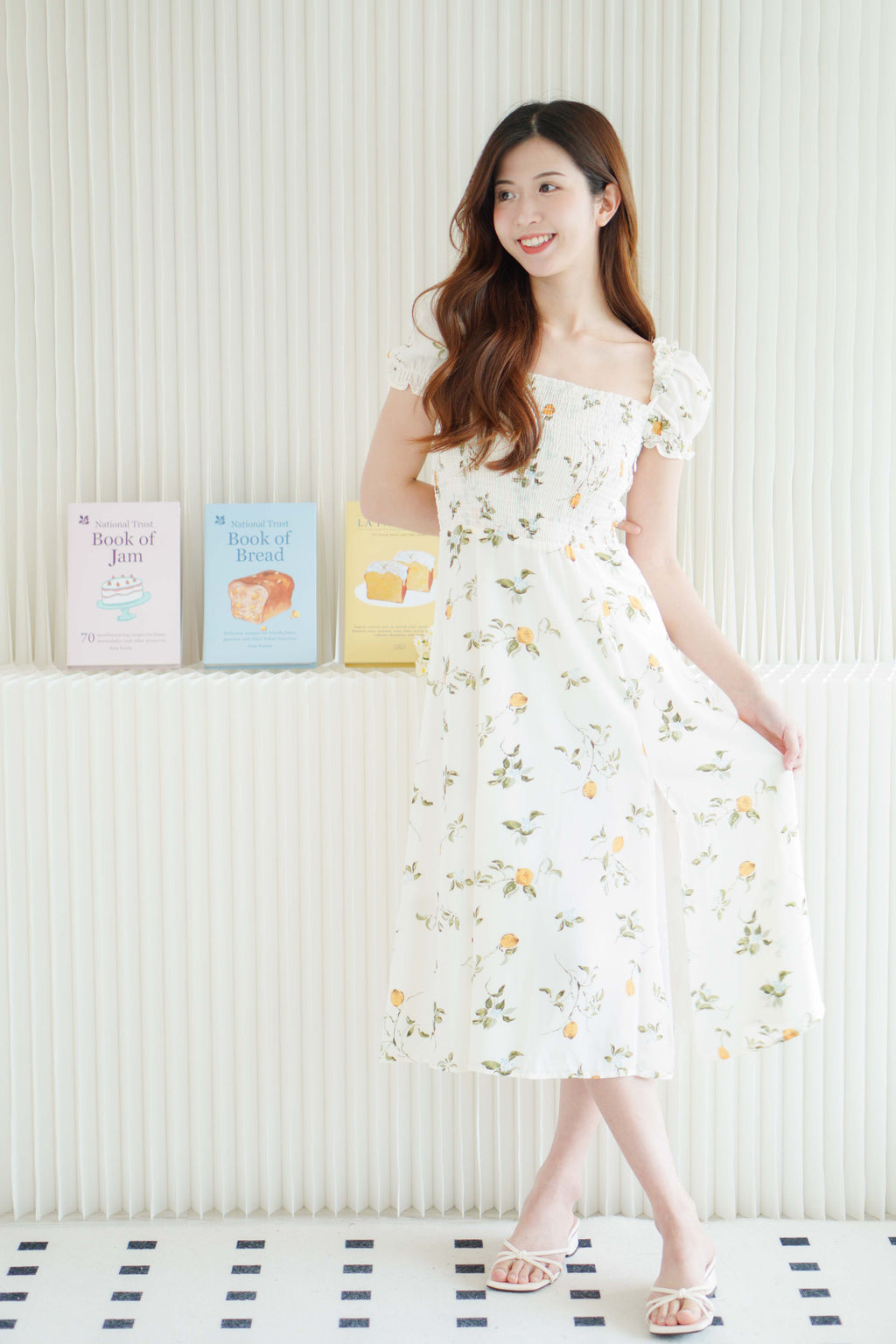 (BACKORDER) Limon Garden Puffy Sleeves Ribbed Floral Maxi Dress