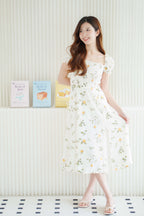 (BACKORDER) Limon Garden Puffy Sleeves Ribbed Floral Maxi Dress
