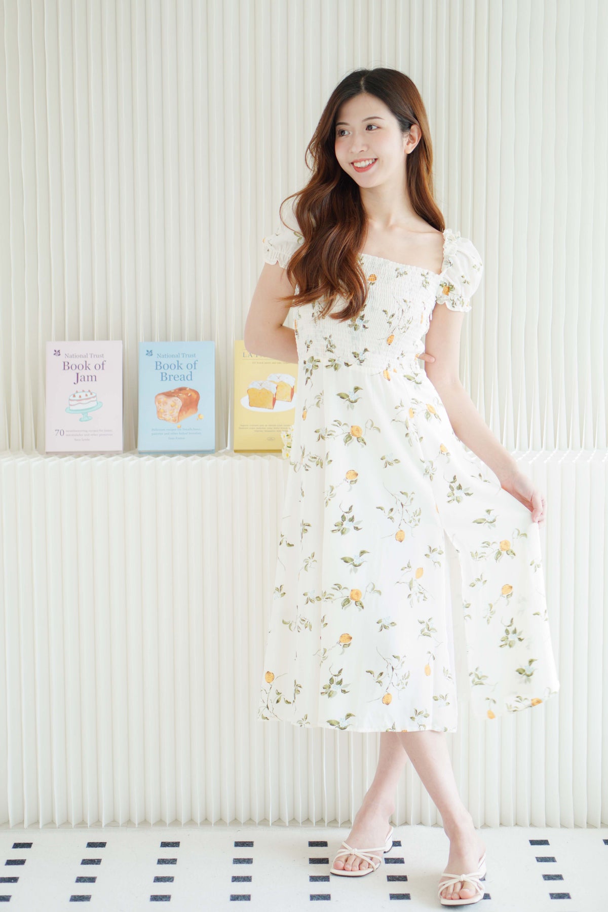 (BACKORDER) Limon Garden Puffy Sleeves Ribbed Floral Maxi Dress