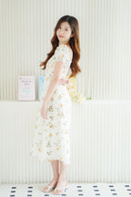 (BACKORDER) Limon Garden Puffy Sleeves Ribbed Floral Maxi Dress