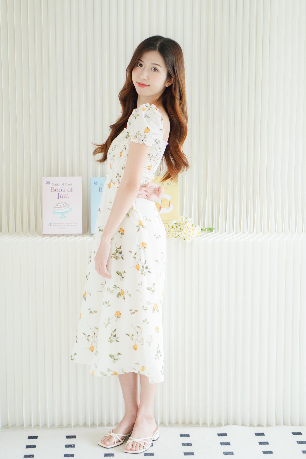 (BACKORDER) Limon Garden Puffy Sleeves Ribbed Floral Maxi Dress