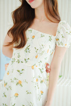 (BACKORDER) Limon Garden Puffy Sleeves Ribbed Floral Maxi Dress