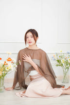 Sofira Flowy Kaftan Inspired Top in Brown