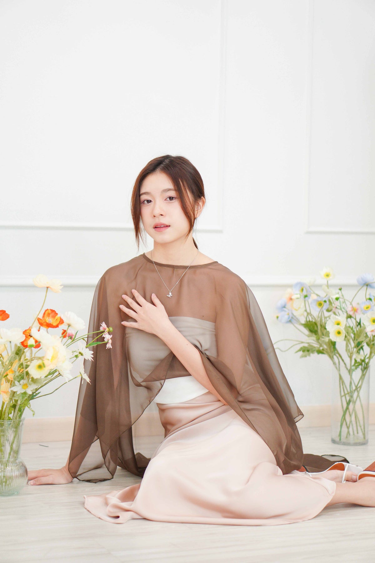 Sofira Flowy Kaftan Inspired Top in Brown