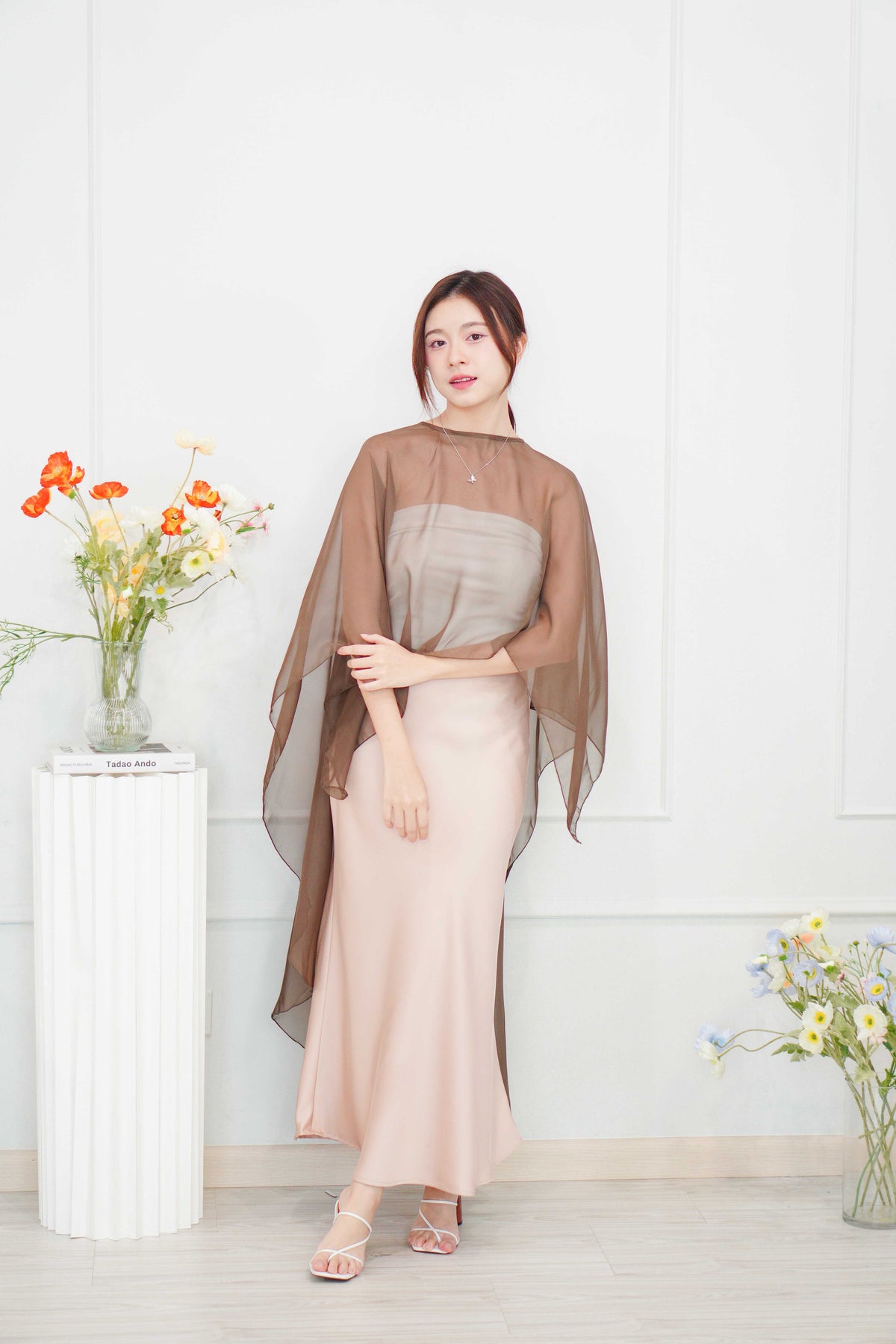 Sofira Flowy Kaftan Inspired Top in Brown