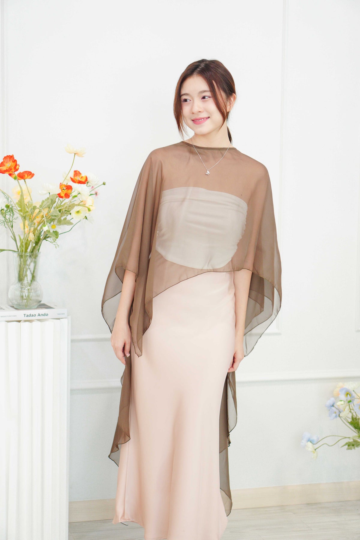 Sofira Flowy Kaftan Inspired Top in Brown