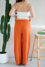 Saffron Drawstring Linen Pants in Brick Orange