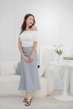 Aurum Satin Skirt in Blue Grey
