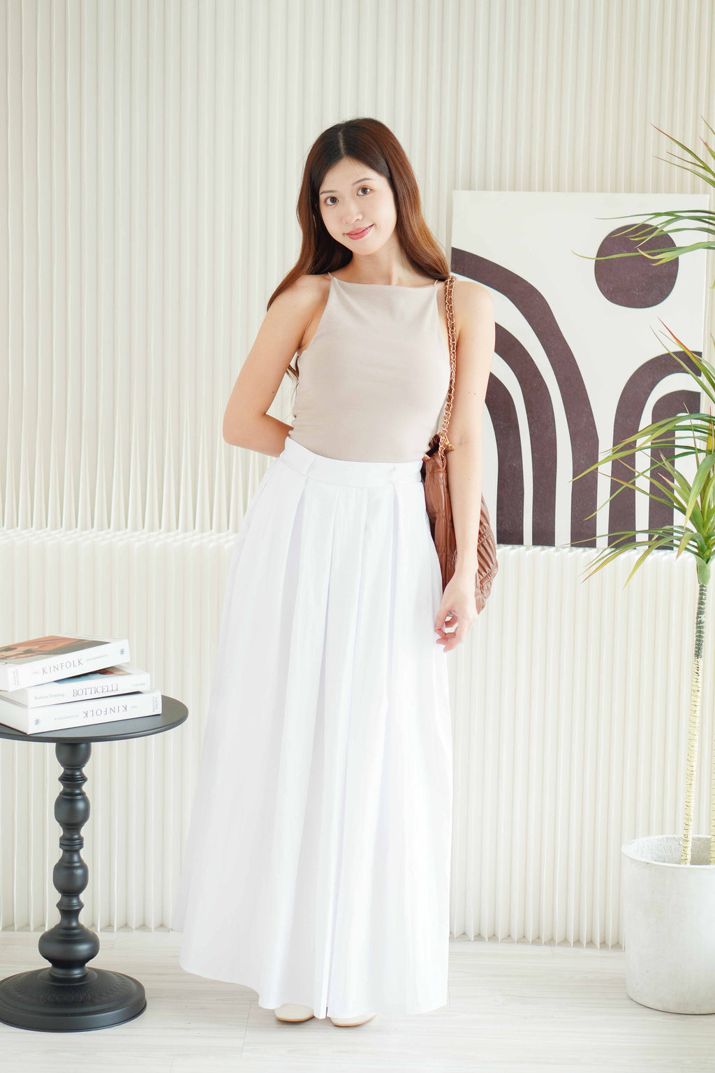 Livia A-Line Maxi Skirt in White