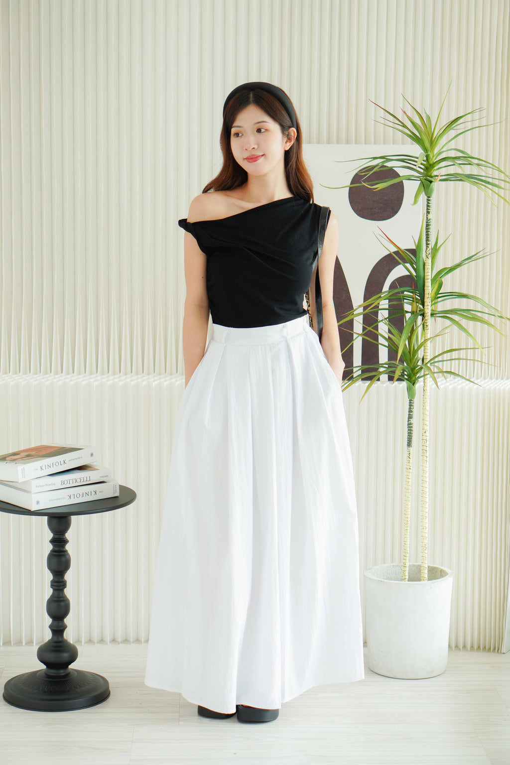 Livia A-Line Maxi Skirt in White