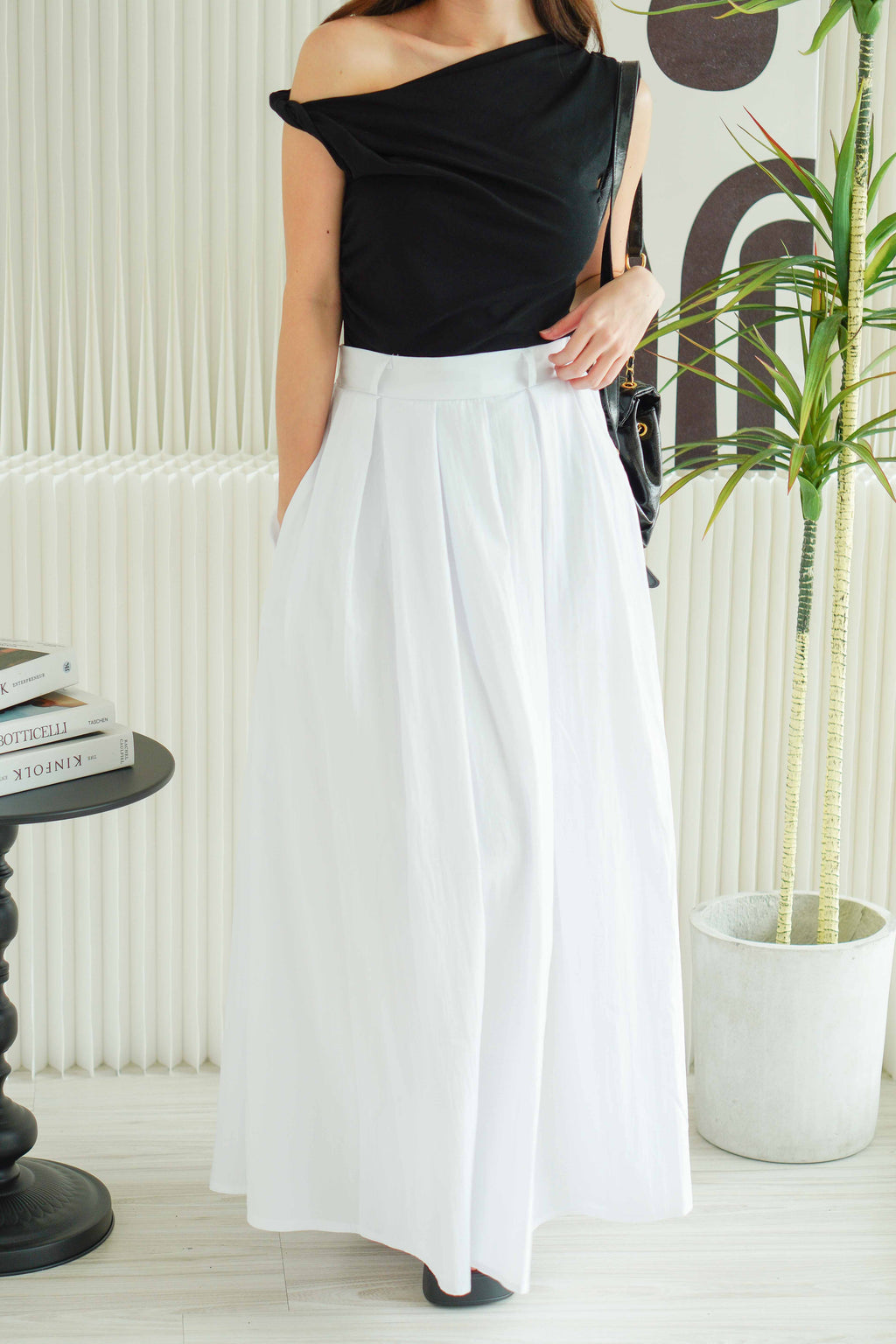 Livia A-Line Maxi Skirt in White