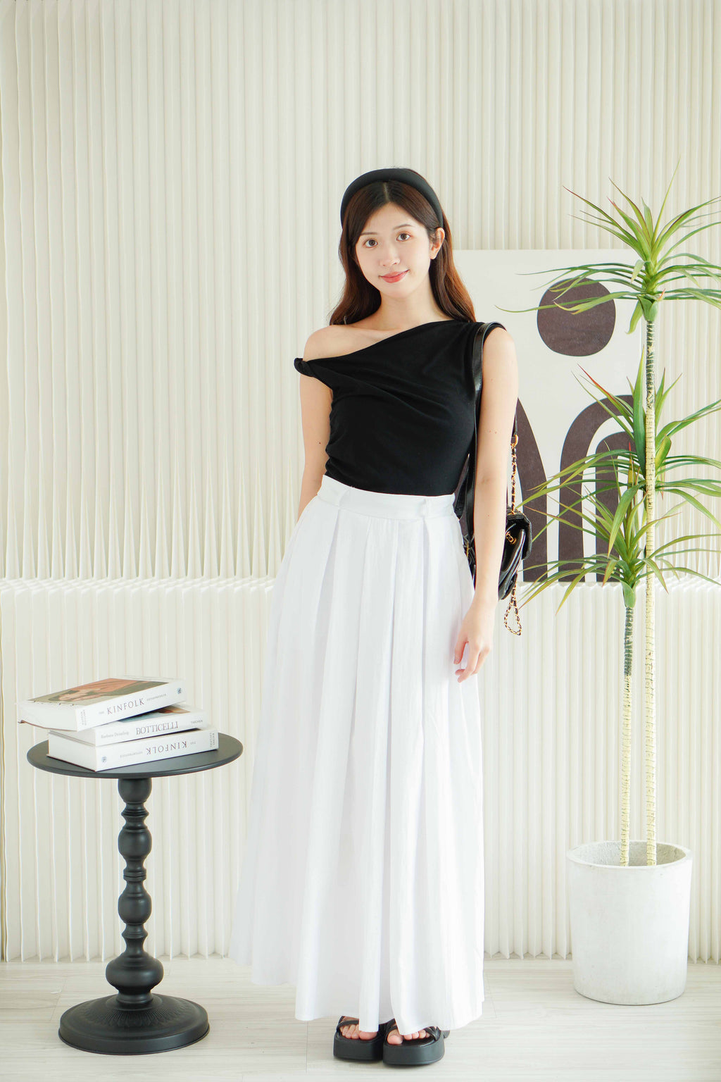 Livia A-Line Maxi Skirt in White