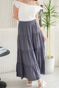 Alivya Layered Maxi Skirt in Grey