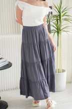 Alivya Layered Maxi Skirt in Grey