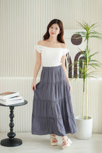 Alivya Layered Maxi Skirt in Grey