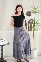 Alivya Layered Maxi Skirt in Grey