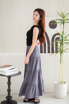 Alivya Layered Maxi Skirt in Grey