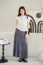 Alivya Layered Maxi Skirt in Grey