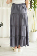 Alivya Layered Maxi Skirt in Grey