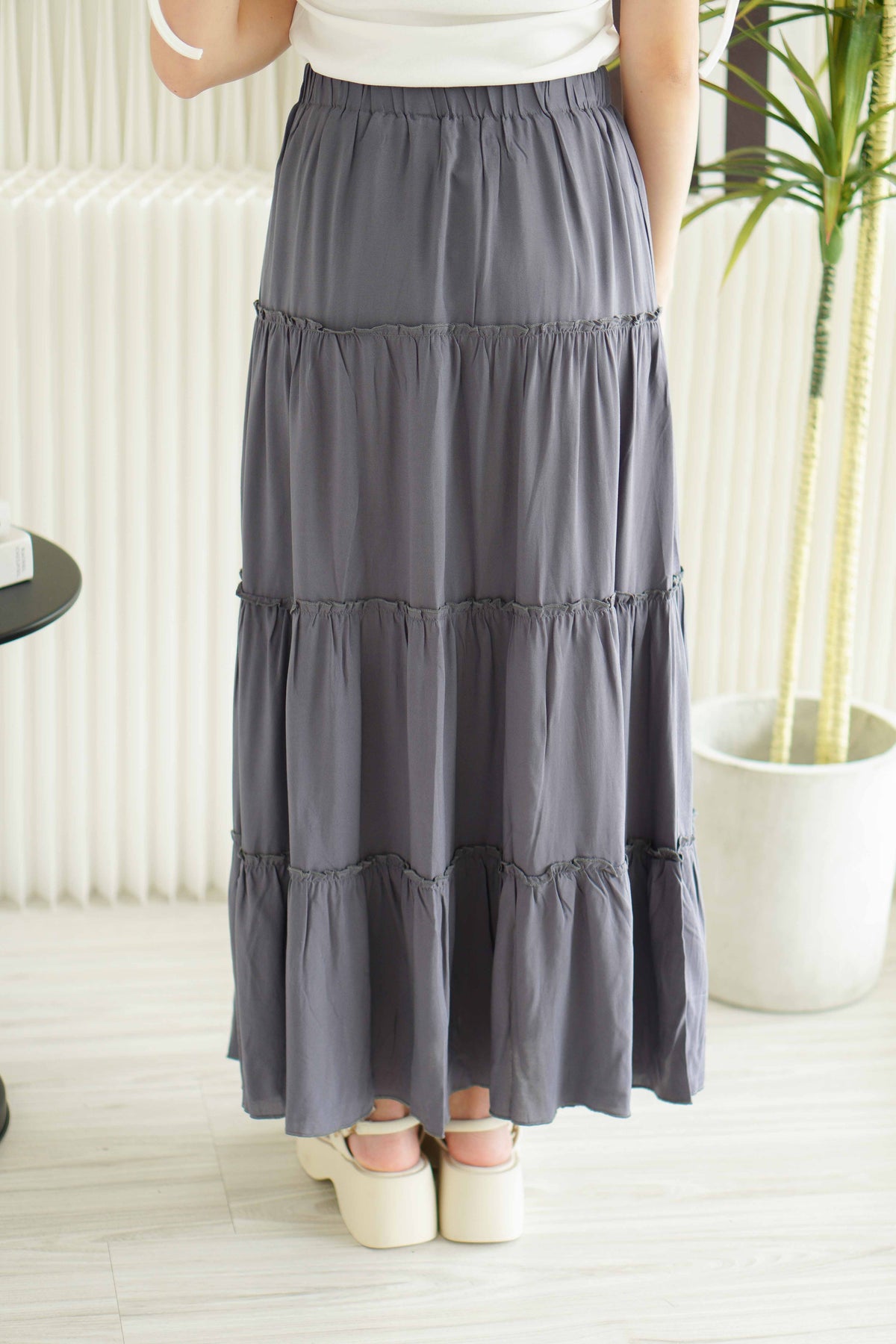 Alivya Layered Maxi Skirt in Grey