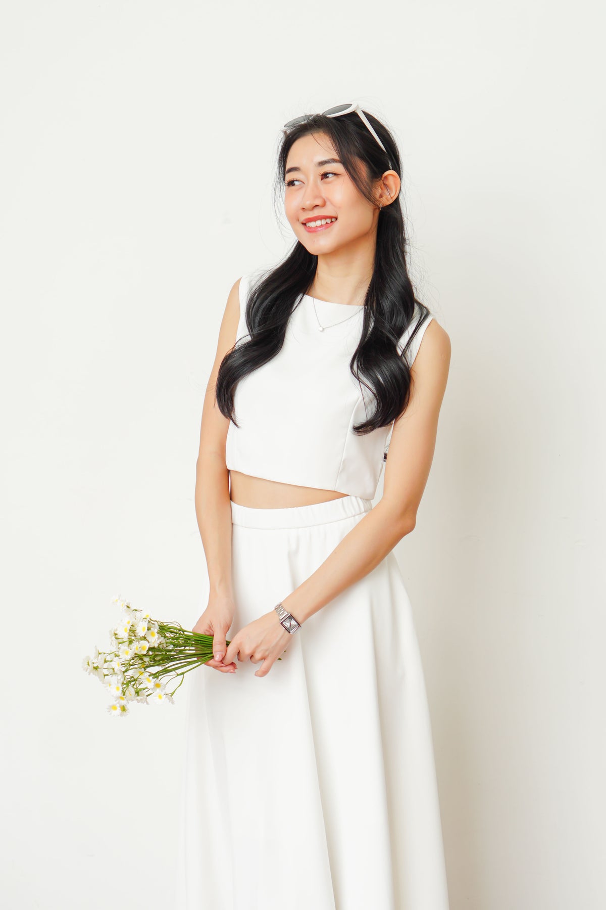 Audrey Boat Neck Top by Bash in White