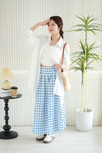 Haisy Gingham Maxi Skirt in Blue