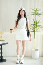 Aspen Mini Drawstring Skirt in White