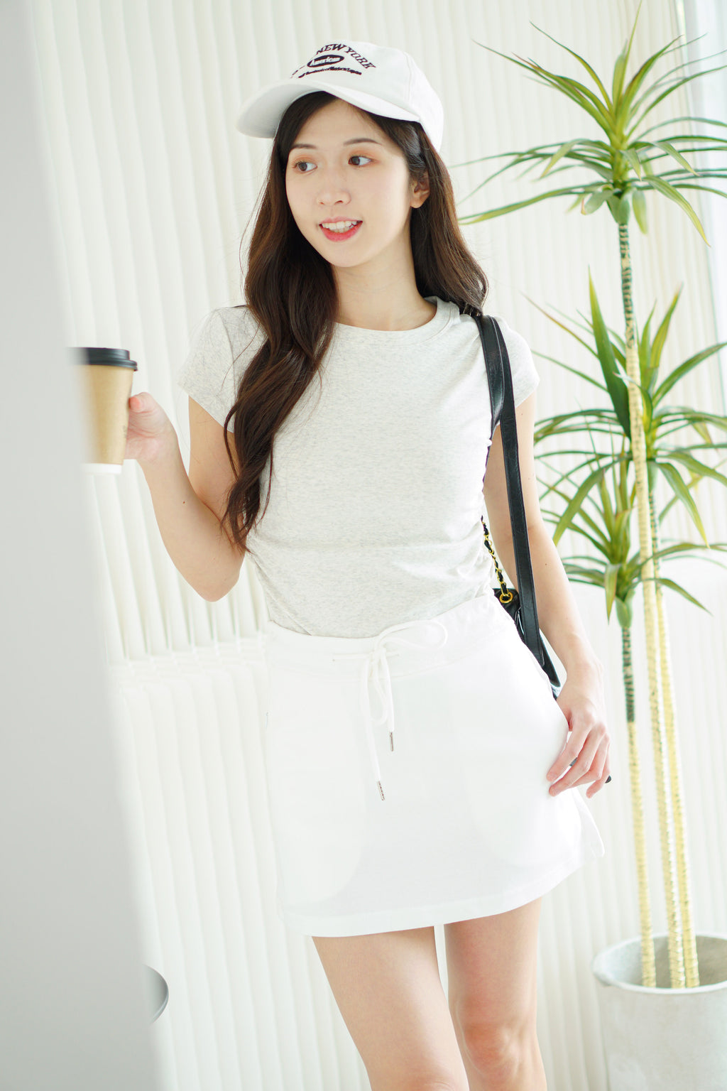 Aspen Mini Drawstring Skirt in White