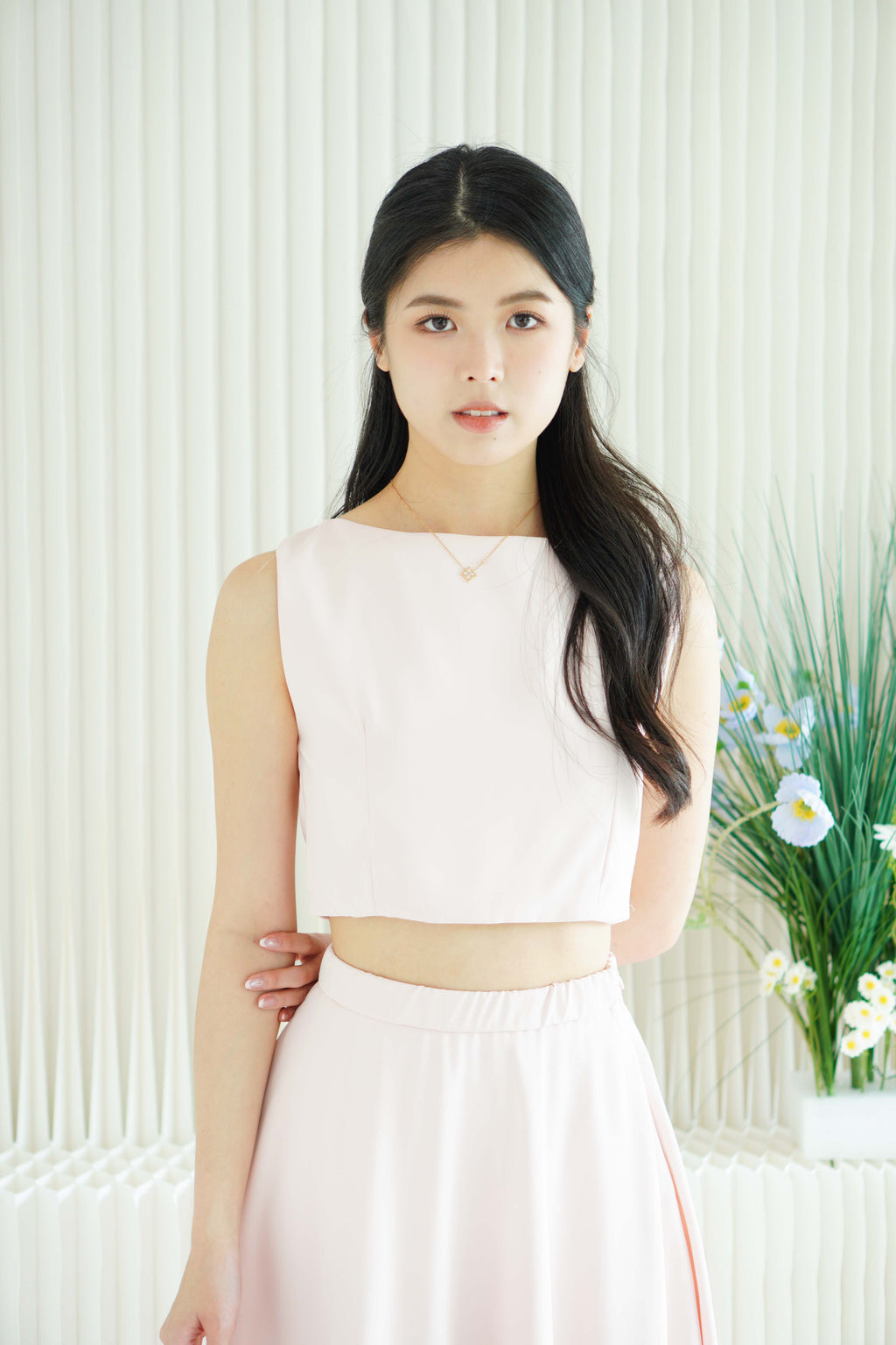 Audrey Boat Neck Top by Bash in Pink