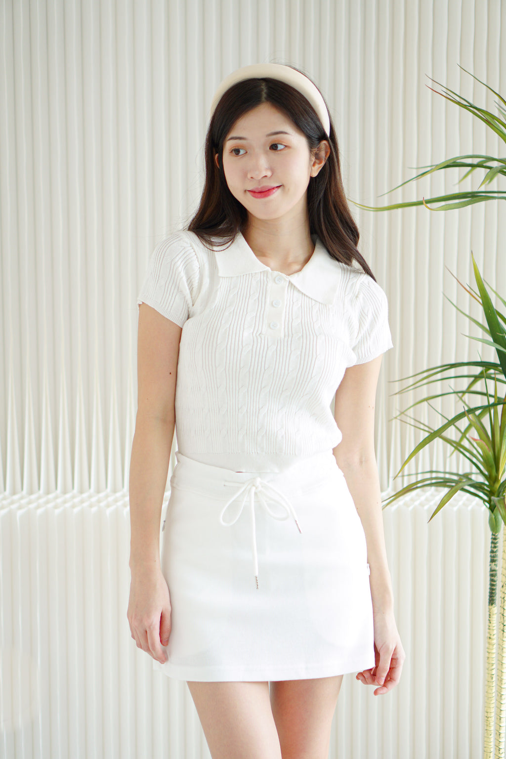Aspen Mini Drawstring Skirt in White