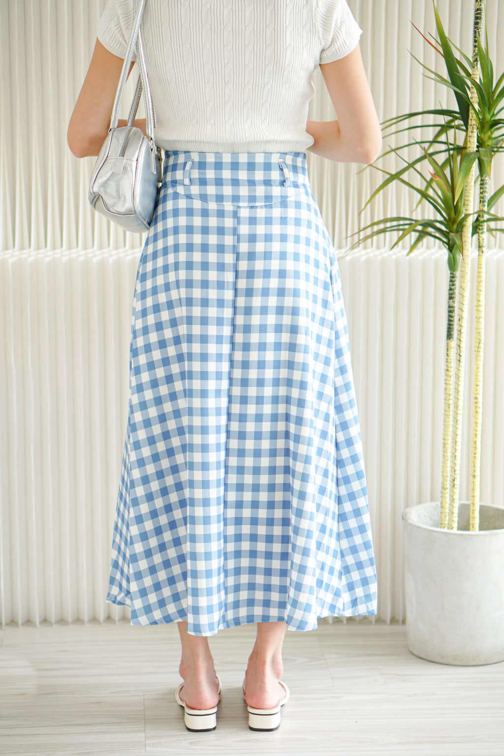 Haisy Gingham Maxi Skirt in Blue