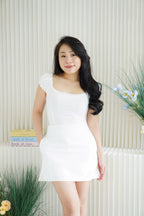 Faithra Square Neck Crop Top in White