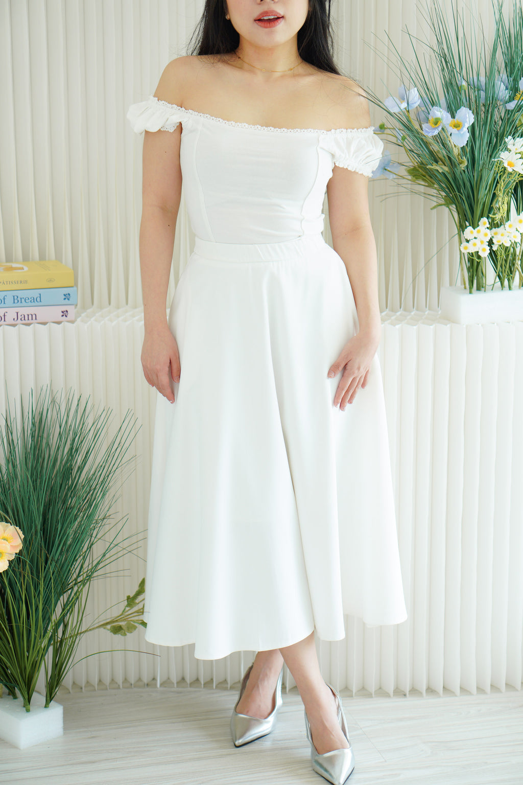 Faithra Square Neck Crop Top in White